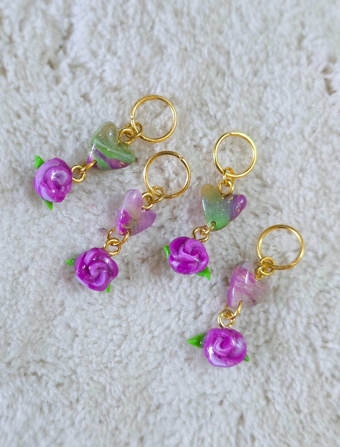 Marqueur de maille fleur rose 🌸 – fait main